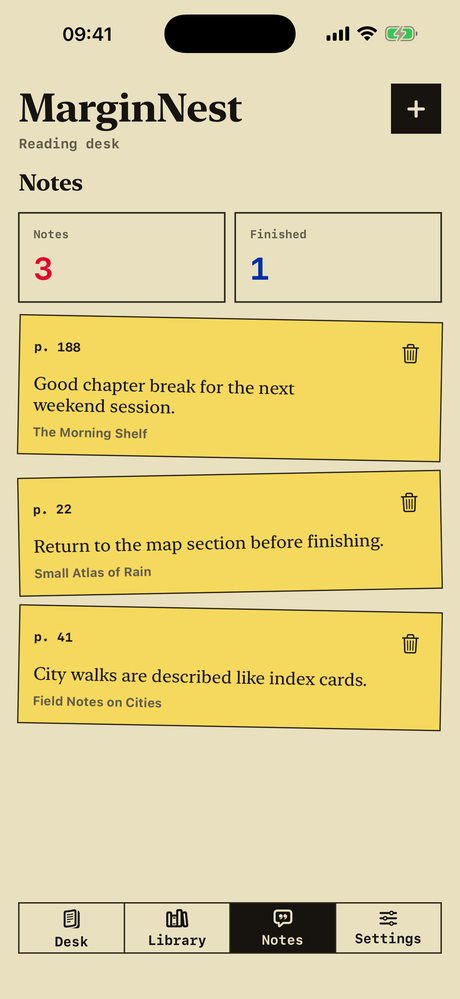 MarginNest notes screenshot